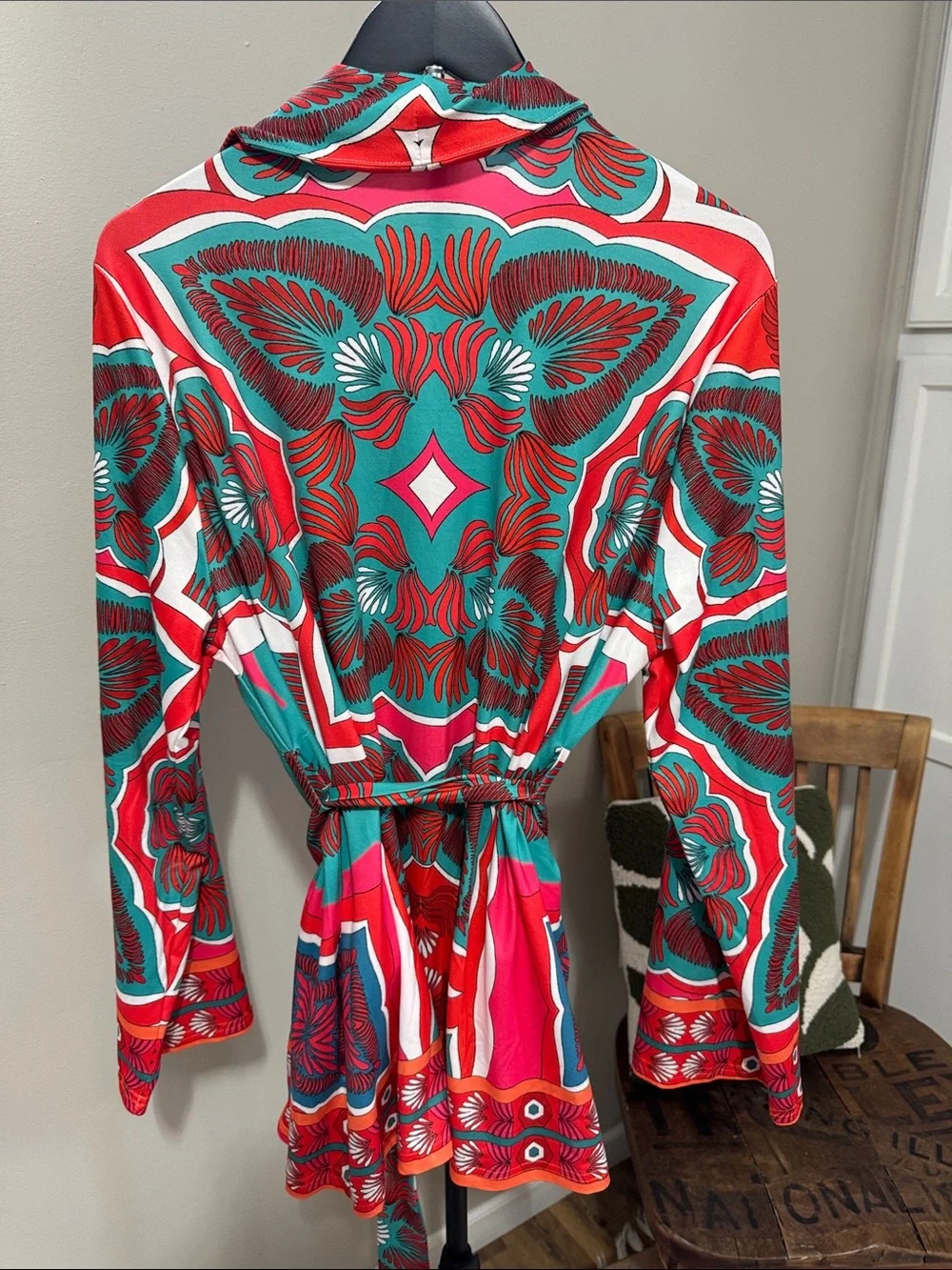 HALFHEART 2-Piece Printed Kimono & Wide-Leg Pants Set L Colorful Resort